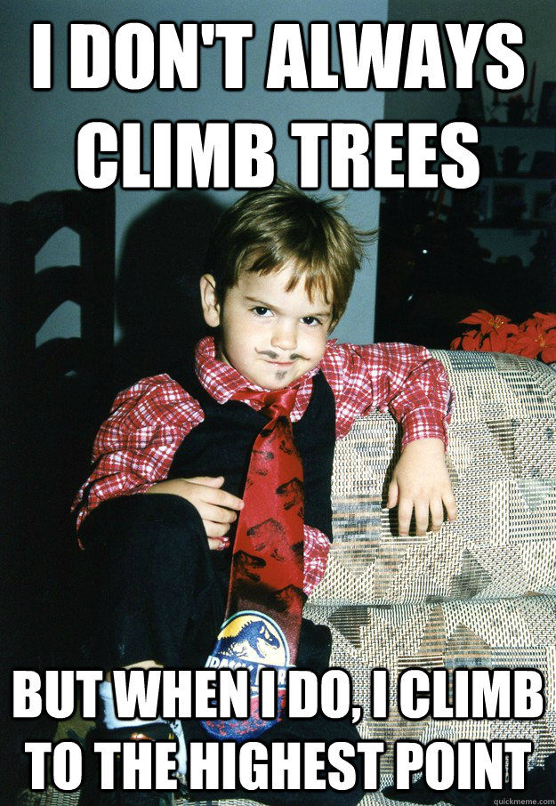 i don't always climb trees But when I do, i climb to the highest point  Most Interesting Kid in the World