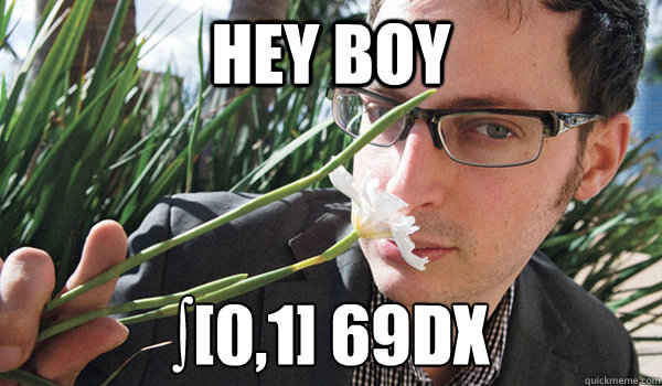 Hey Boy ∫[0,1] 69dx  Seductive Nate Silver