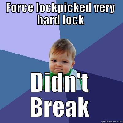 Lucky lockpicking - FORCE LOCKPICKED VERY HARD LOCK DIDN'T BREAK Success Kid