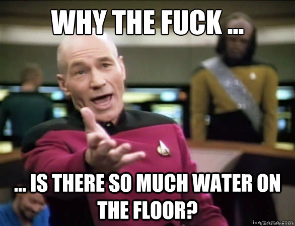 WHY THE FUCK ... ... IS THERE SO MUCH WATER ON THE FLOOR?   Annoyed Picard HD