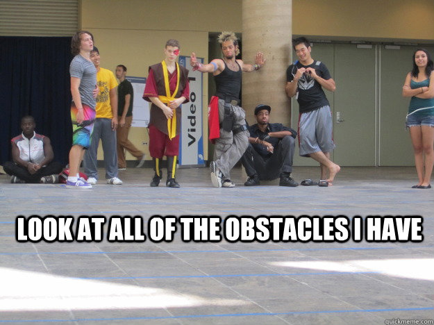 Look at all of the obstacles i have  Traceur in a Tricking Circle