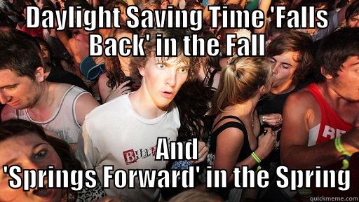 DAYLIGHT SAVING TIME 'FALLS BACK' IN THE FALL AND 'SPRINGS FORWARD' IN THE SPRING Sudden Clarity Clarence