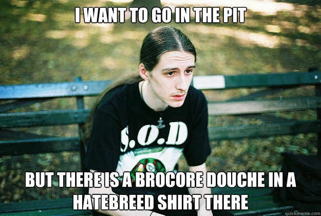 I want to go in the pit but there is a brocore douche in a hatebreed shirt there  First World Metal Problems