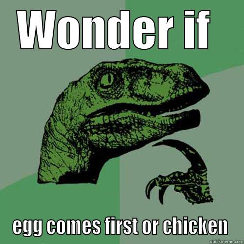 WONDER IF  EGG COMES FIRST OR CHICKEN Philosoraptor