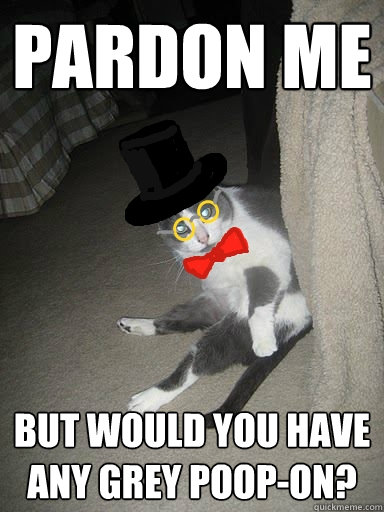 Pardon me but would you have any grey poop-on? - Pardon me but would you have any grey poop-on?  Fancy buttlicker