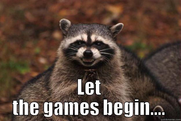 Let the games begin -  LET THE GAMES BEGIN.... Evil Plotting Raccoon