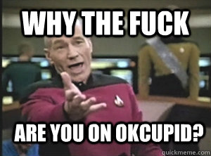 Why the fuck are you on okcupid?  Annoyed Picard