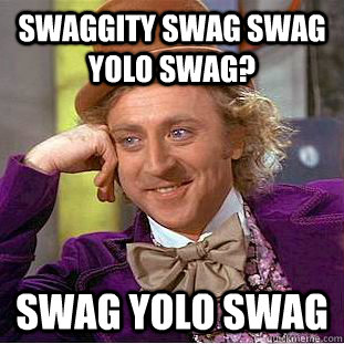 Swaggity swag swag yolo swag? SWAG YOLO SWAG  Condescending