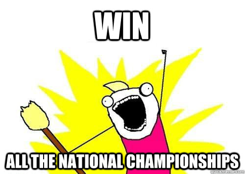 Win ALL THE national Championships  x all the y