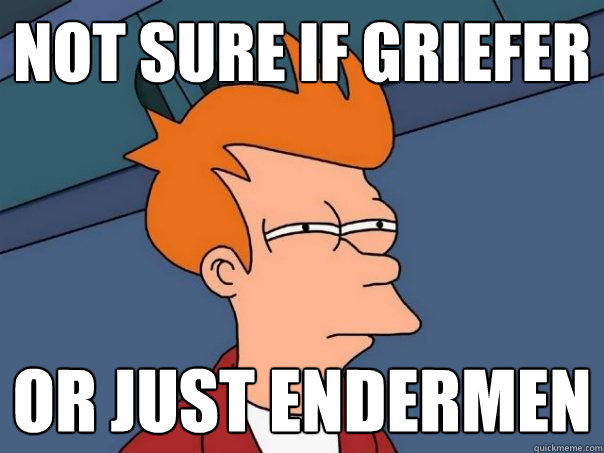 Not sure if griefer   Or just endermen    Futurama Fry