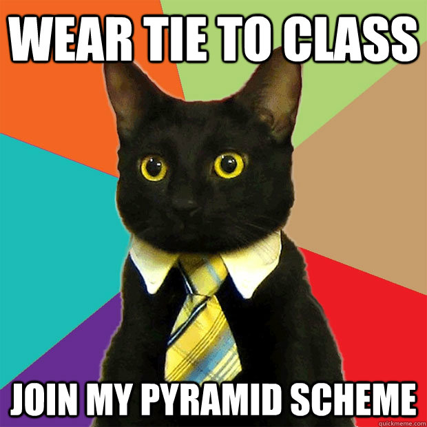 Wear tie to class join my pyramid scheme  Business Cat