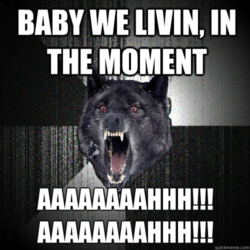BABY WE LIVIN, IN THE MOMENT AAAAAAAAHHH!!!
AAAAAAAAHHH!!!  Insanity Wolf