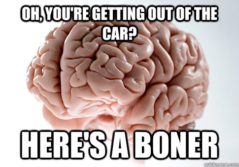 Oh, you're getting out of the car? Here's a boner  Scumbag Brain