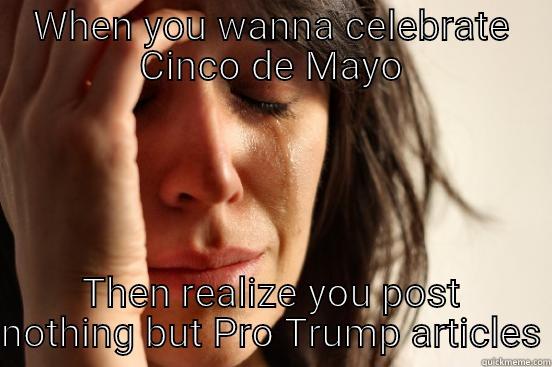WHEN YOU WANNA CELEBRATE CINCO DE MAYO THEN REALIZE YOU POST NOTHING BUT PRO TRUMP ARTICLES First World Problems