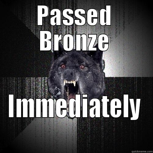 Feel that breeze? That was my certification whizzing by. - PASSED BRONZE IMMEDIATELY Insanity Wolf