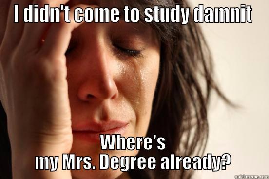 I DIDN'T COME TO STUDY DAMNIT WHERE'S MY MRS. DEGREE ALREADY? First World Problems