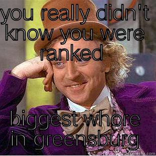 YOU REALLY DIDN'T KNOW YOU WERE RANKED  BIGGEST WHORE IN GREENSBURG Condescending Wonka