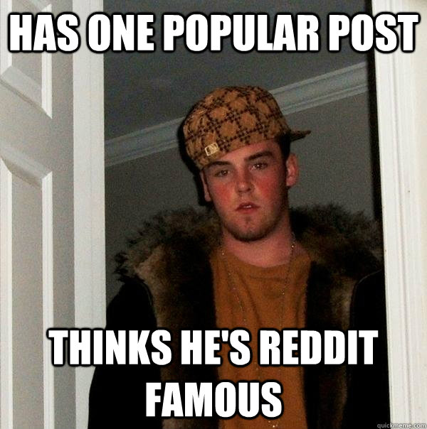 Has one popular post thinks he's reddit famous  Scumbag Steve