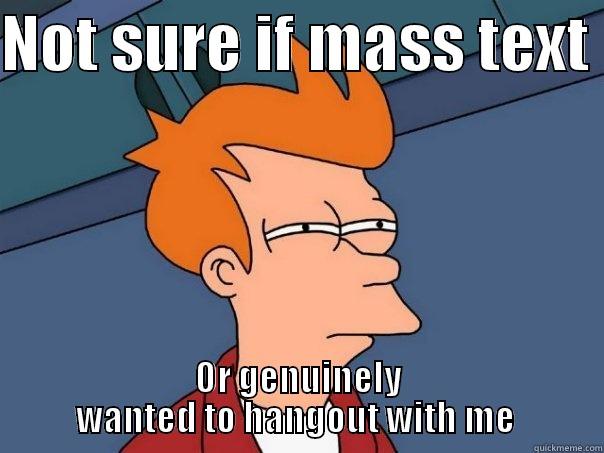 How to respond to someone texting you during winter break. - NOT SURE IF MASS TEXT  OR GENUINELY WANTED TO HANGOUT WITH ME  Futurama Fry