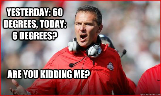 Yesterday: 60 Degrees, Today: 6 Degrees? Are you kidding me? - Yesterday: 60 Degrees, Today: 6 Degrees? Are you kidding me?  Upset Urban