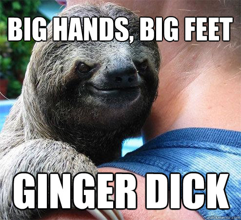 big hands, big feet ginger dick
  Suspiciously Evil Sloth