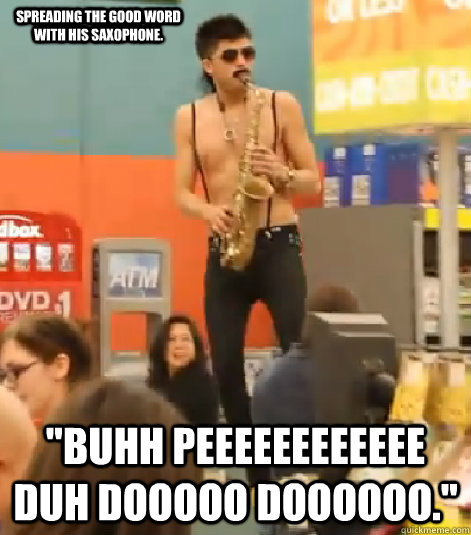 Spreading the good Word with his saxophone. 