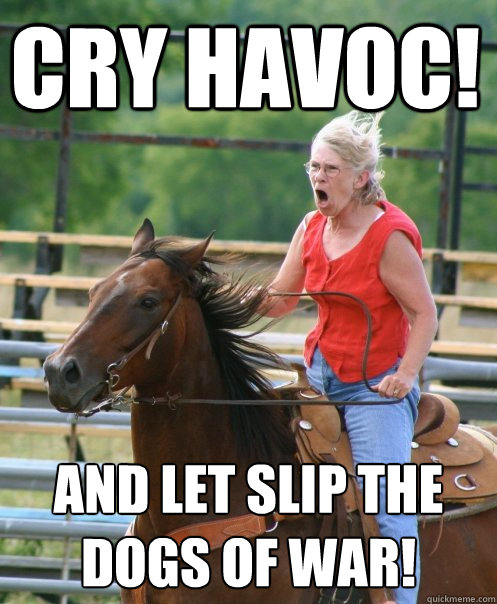 Cry Havoc! and let slip the dogs of war! - Cry Havoc! and let slip the dogs of war!  Grandma on horse