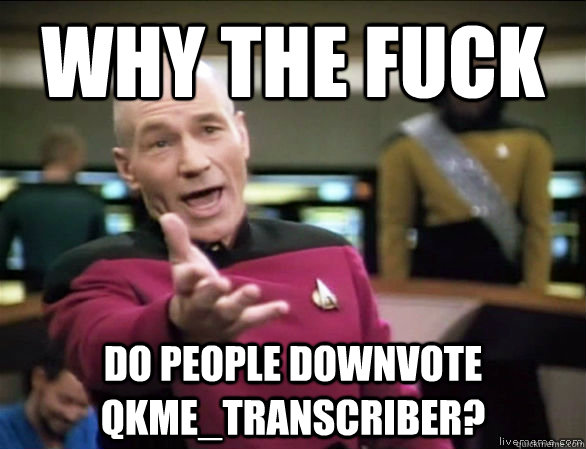 why the fuck do people downvote qkme_transcriber?  Annoyed Picard HD