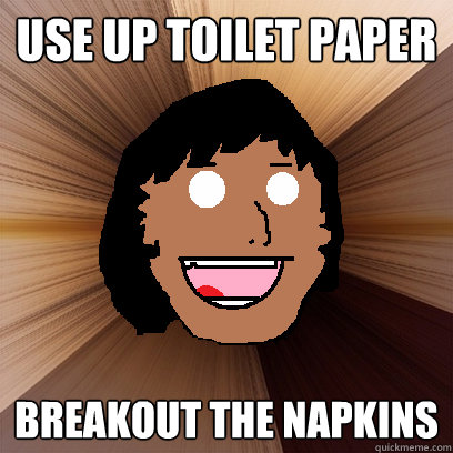 use up toilet paper breakout the napkins  