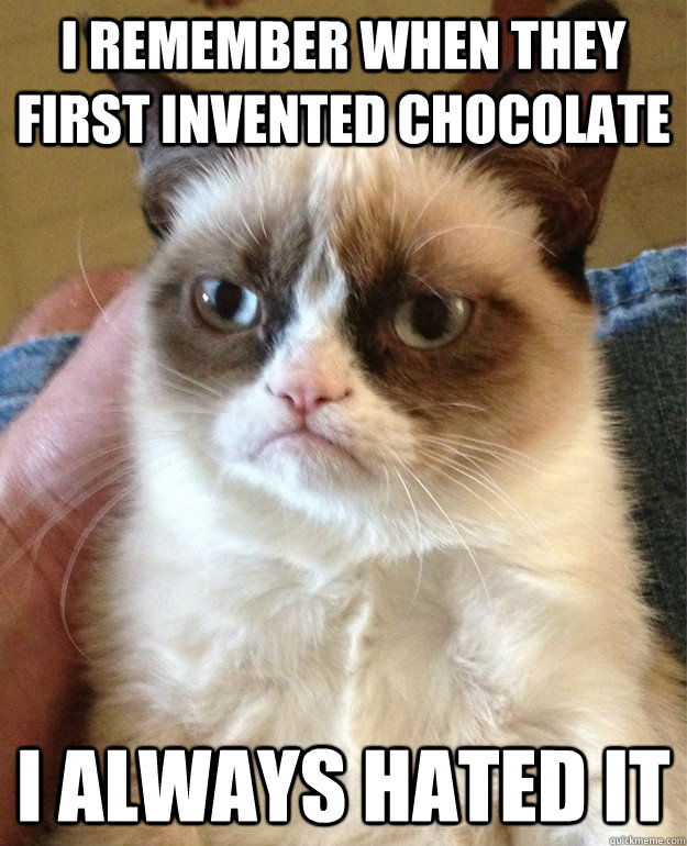 I remember when they first invented chocolate I always hated it  Grumpy Cat