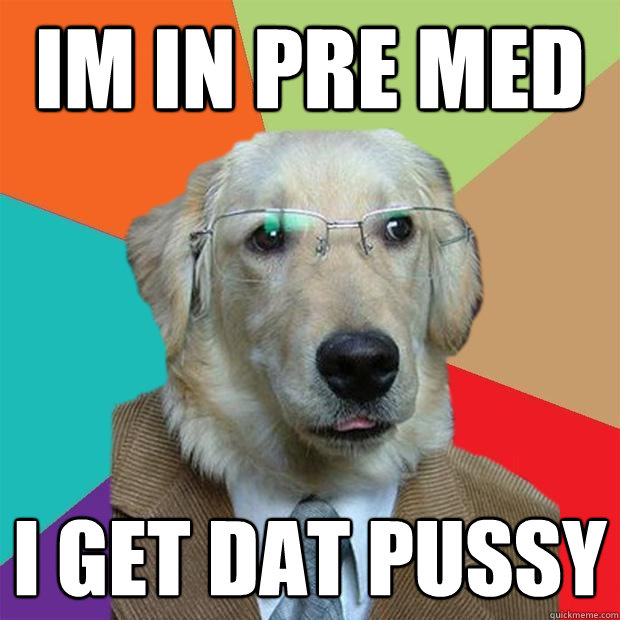 Im in pre med I get dat pussy  Business Dog