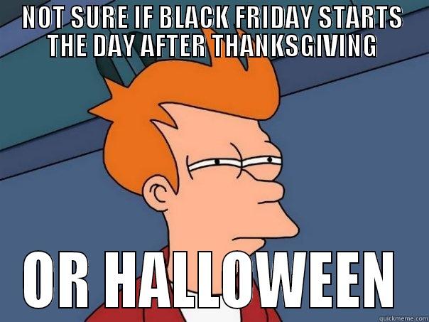 futurama guy black friday after halloween - NOT SURE IF BLACK FRIDAY STARTS THE DAY AFTER THANKSGIVING OR HALLOWEEN Futurama Fry