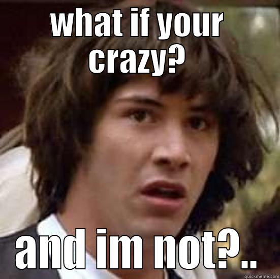 WHAT IF YOUR CRAZY? AND IM NOT?.. conspiracy keanu