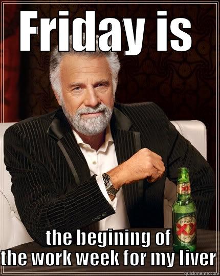 my liver - FRIDAY IS THE BEGINING OF THE WORK WEEK FOR MY LIVER The Most Interesting Man In The World