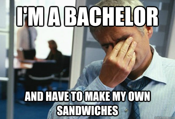 I'm a bachelor and have to make my own sandwiches - I'm a bachelor and have to make my own sandwiches  Male First World Problems