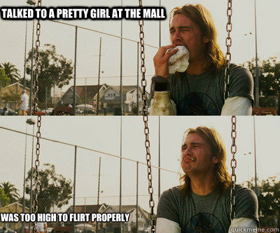 Talked to a pretty girl at the mall Was too high to flirt properly  First World Stoner Problems