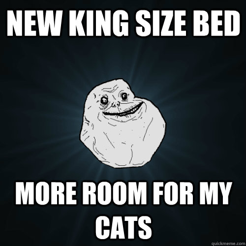 new king size bed more room for my cats  Forever Alone