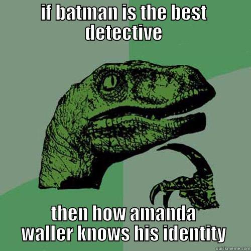 IF BATMAN IS THE BEST DETECTIVE THEN HOW AMANDA WALLER KNOWS HIS IDENTITY Philosoraptor