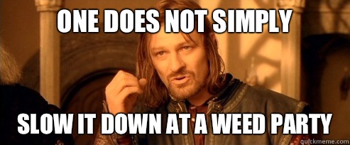 One does not simply Slow it down at a weed party   One Does Not Simply