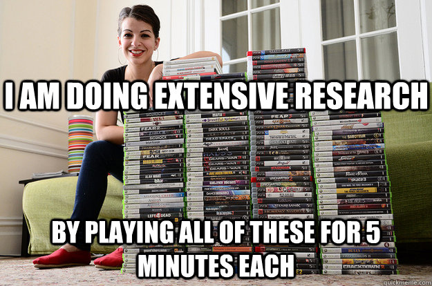 I am doing extensive research by playing all of these for 5 minutes each  Anita Sarkeesian