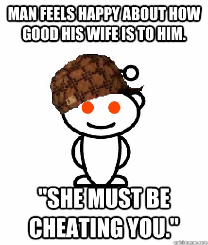 Man feels happy about how good his wife is to him. 