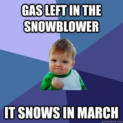 Gas left in the snowblower it snows in march  Success Kid