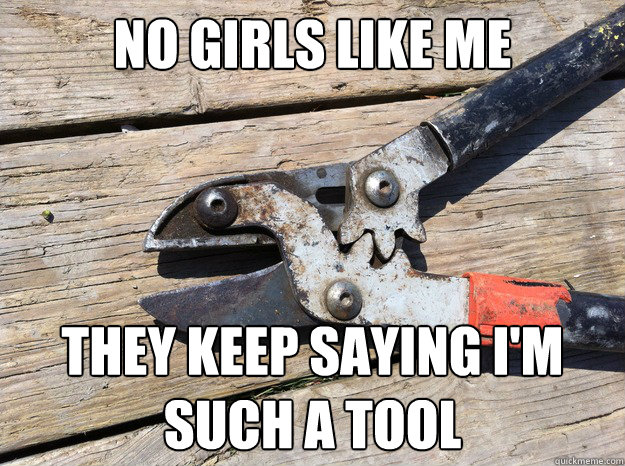 no girls like me they keep saying i'm such a tool  Bad Joke Tool