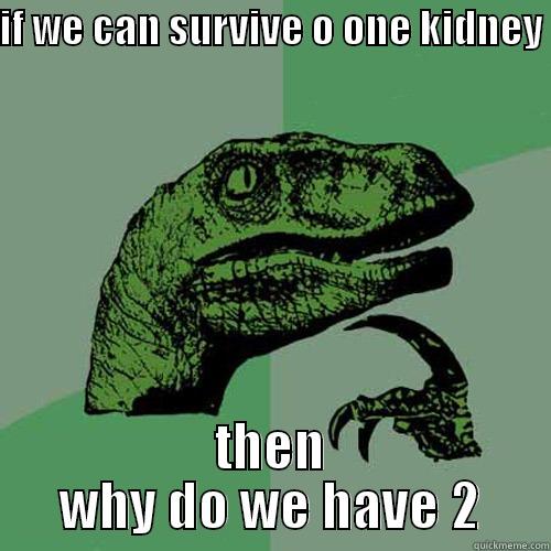 IF WE CAN SURVIVE O ONE KIDNEY  THEN WHY DO WE HAVE 2 Philosoraptor