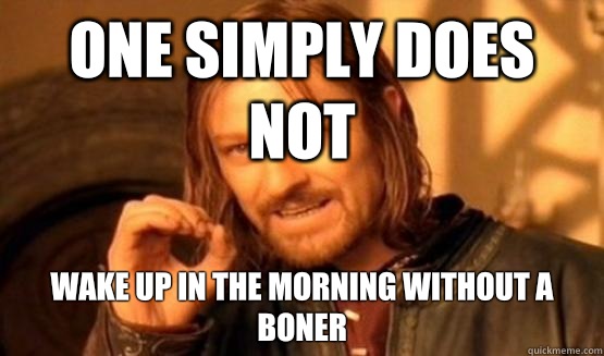 One Simply Does not Wake up in the morning without a boner  