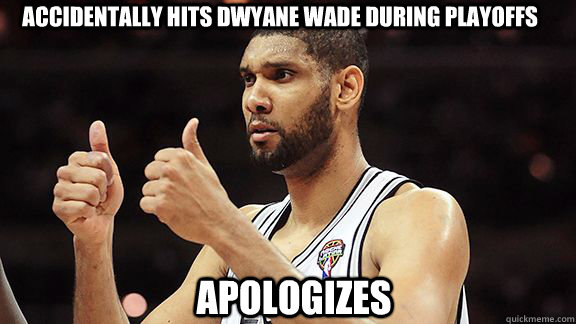 Accidentally Hits Dwyane Wade During Playoffs Apologizes  Good Guy Tim Duncan