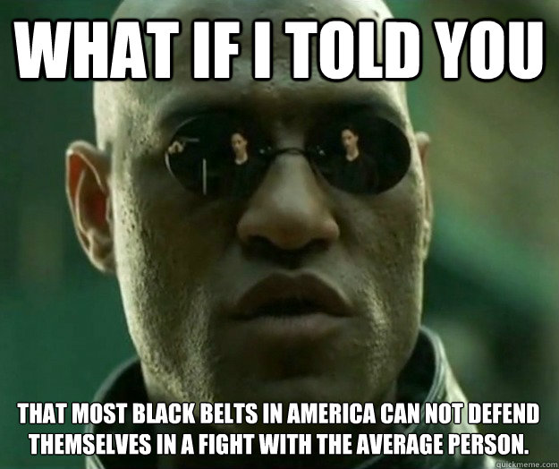 WHAT IF I TOLD YOU That most black belts in america can not defend themselves in a fight with the average person.  Hi- Res Matrix Morpheus