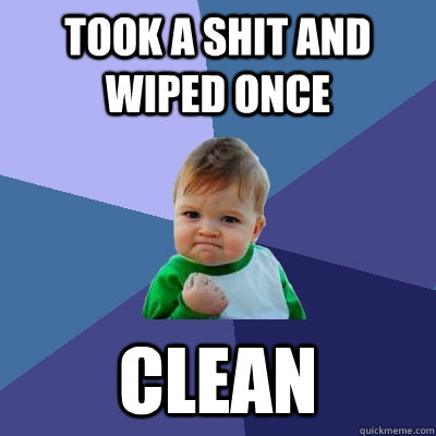 Took a shit and wiped once Clean  Success Kid