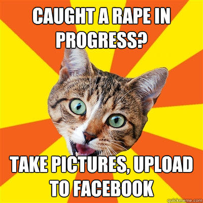 Caught a rape in progress? Take pictures, upload to Facebook - Caught a rape in progress? Take pictures, upload to Facebook  Bad Advice Cat
