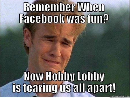REMEMBER WHEN FACEBOOK WAS FUN? NOW HOBBY LOBBY IS TEARING US ALL APART! 1990s Problems